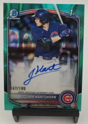 2025 Bowman Chrome Josiah Hartshorn 1st Auto Lava Refractor /199 Cubs front